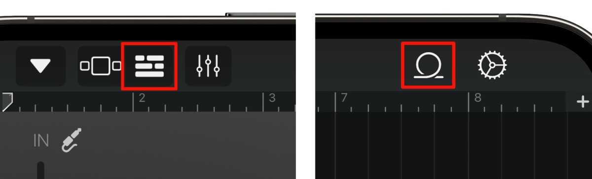 Garage Band iOS Tracks Loops buttons