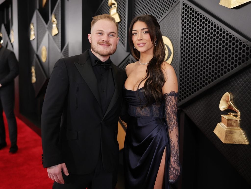 Zach Bryan and Brianna LaPaglia attend the 66th GRAMMY Awards at Crypto.com Arena on February 4, 2024 in Los Angeles, California. 