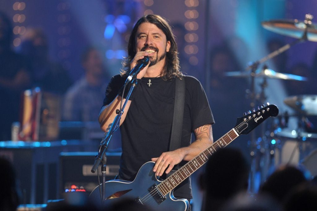 Musician Dave Grohl from Foo Fighters performs on VH1 history narrators on October 28, 2009 in Culver City, California. 