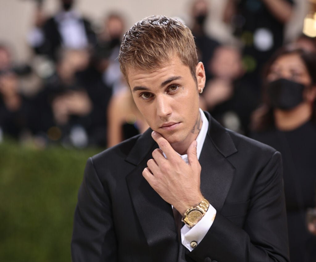 Justin Bieber participates in 2021 Met Gala, celebrating in America: A Lexicon of Fashion at the Metropolitan Museum of Art on September 13, 2021 in New York City.