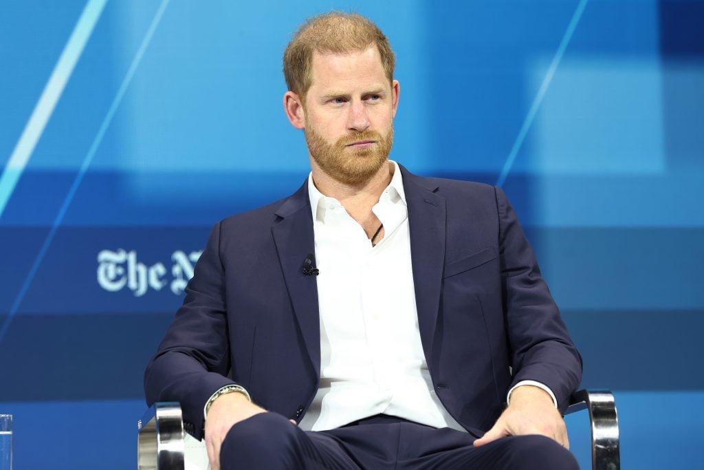 Prince Harry, the Duke of Sussex, looks in the crowd during the New York Times annual Dealbook top meeting at Jazz at Lincoln Center on December 4, 2024 in New York City.