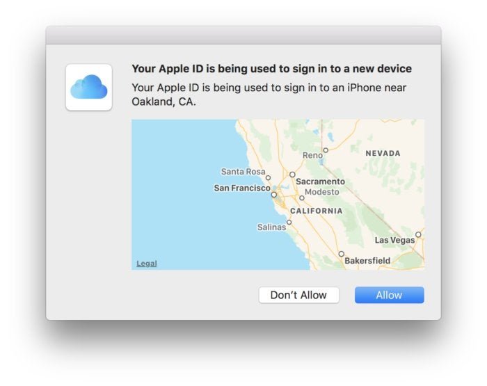 Two factor mac popup