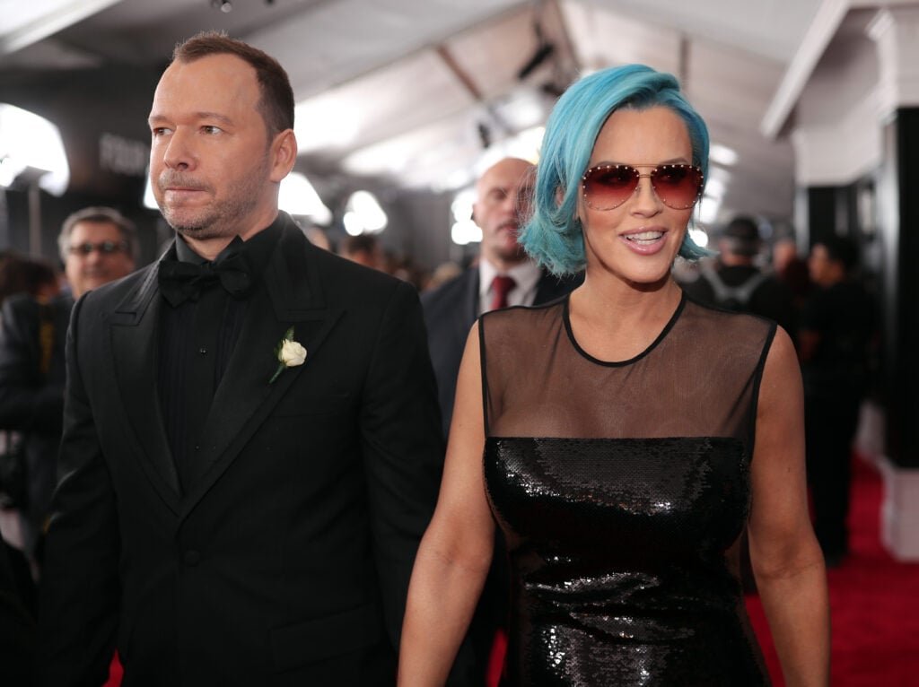 Donnie Wahlberg and Jenny McCarthy participate in the 60th annual Grammy Awards at Madison Square Garden on January 28, 2018 in New York City.