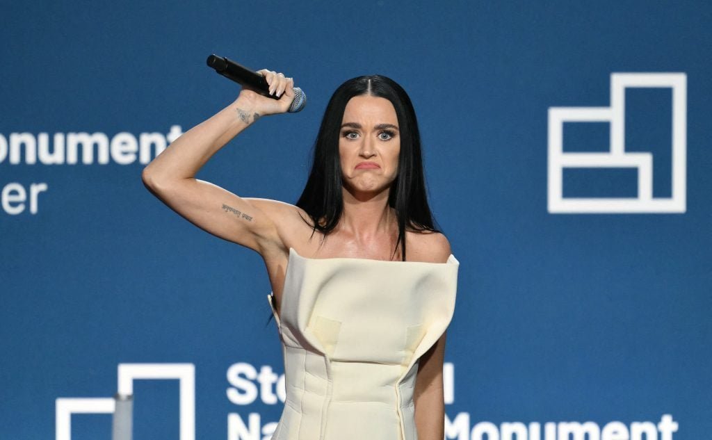 Katy Perry performs on stage at Stonewall National Monument Visitor Center Grand Opening Ceremony in New York on June 28, 2024.