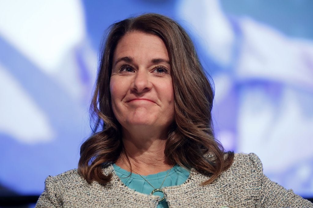 The Gates Foundation co -chair Melinda Gates participates in a panel discussion under the World Bank Group and International Monetary Fund Spring meets April 20, 2017 in Washington, DC.