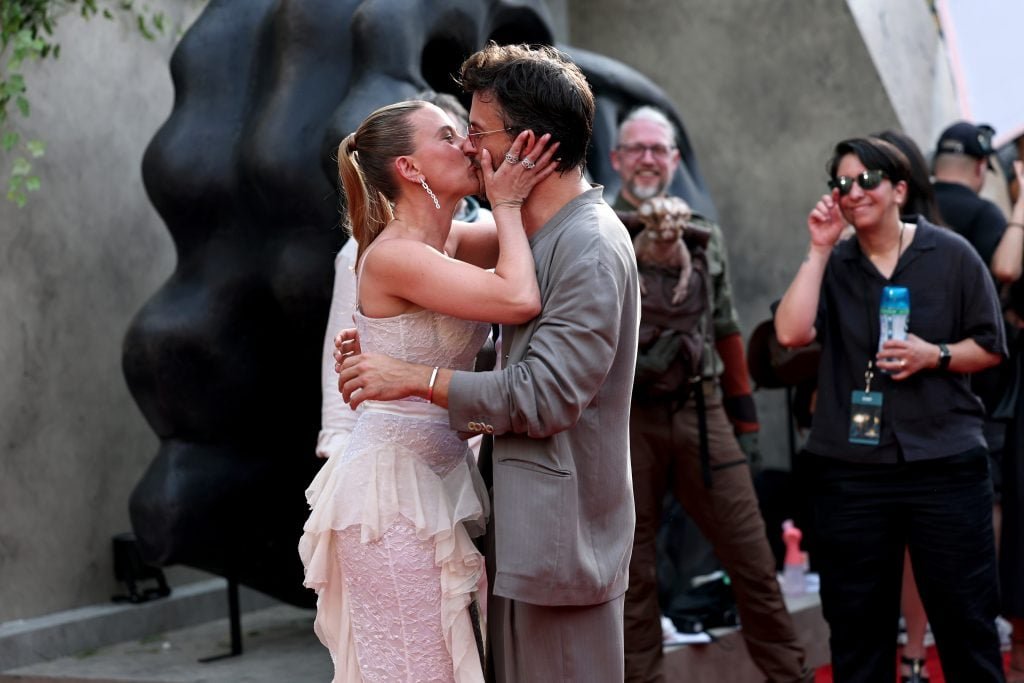 Scarlett Johansson and Jonathan Bailey participate in Jurassic World Rebirth Premiere presented by Universal Pictures and Amblin Entertainment on June 23, 2025 in New York City.