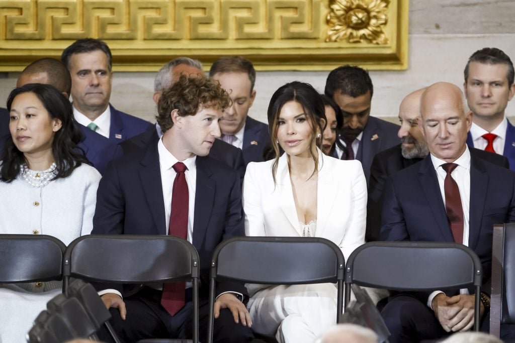 Priscilla Chan, Meta CEO Mark Zuckerberg, Lauren Sanchez and businessman Jeff Bezos, including Dignitarian, participate in the United States capital on January 20, 2025 in Washington, DC.  