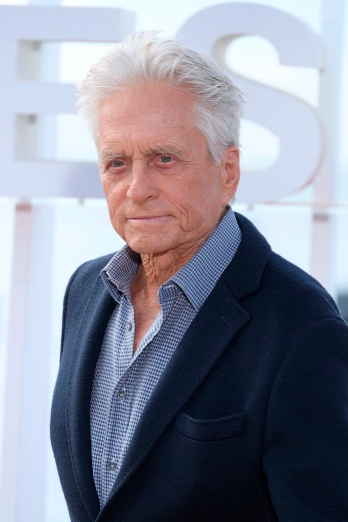 Michael Douglas poses for a photo in early April 2024.