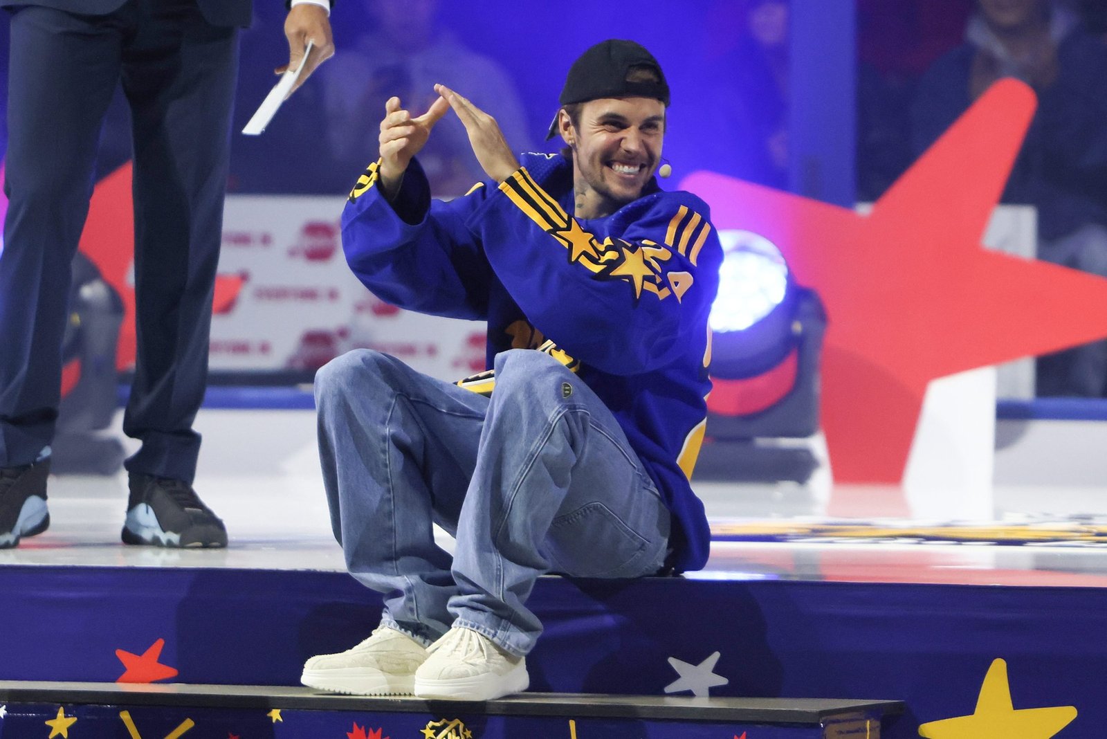 Singer Justin Bieber takes part in the draft during 2024 NHL All-Star Thursday at Scotiabank Arena on February 01, 2024 in Toronto, Ontario, Canada.